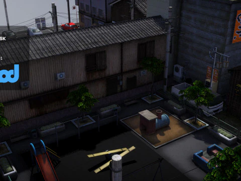 Japanese Residential Street 0003 3D Model