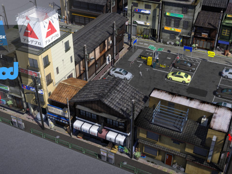 Japanese Residential Street 0003 Model 3D