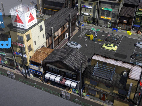 Japanese Residential Street 0003 3D Model