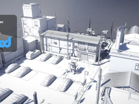 Japanese Residential Street 0003 3D Model