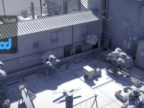 Japanese Residential Street 0003 3D Model