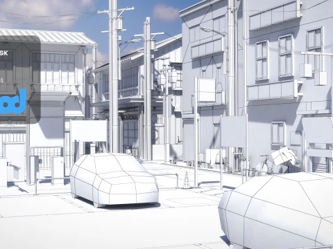Japanese Residential Street 0003 3D Model