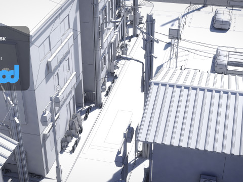 Japanese Residential Street 0003 Model 3D