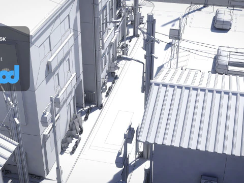 Japanese Residential Street 0003 3D Model