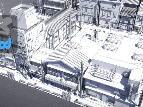Japanese Residential Street 0003 3D Model