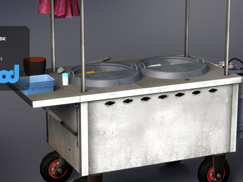 Street Vendor Noodles and Meat Ball Soup 3D Модель