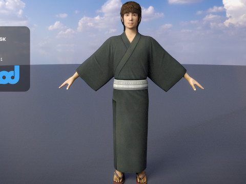 Japanese Boy wearing Yukata 3Dモデル