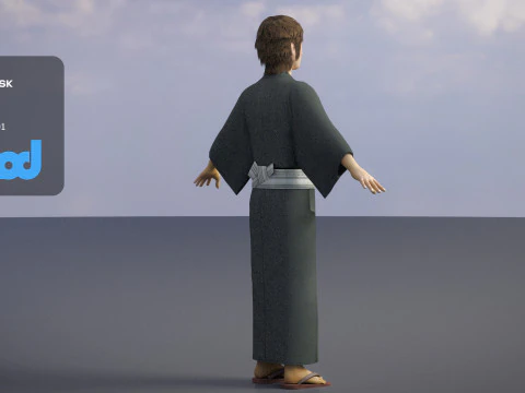 Japanese Boy wearing Yukata 3D Model
