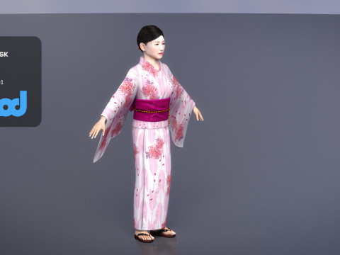 Japanese Girl wearing Yukata 002 3D-Modell