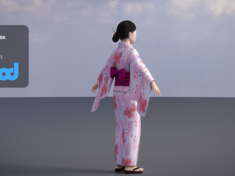 Japanese Girl wearing Yukata 002 3D-Modell