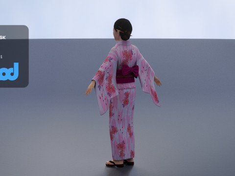 Japanese Girl wearing Yukata 002 3D-Modell