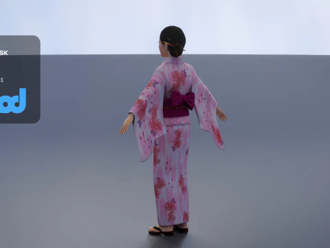 Japanese Girl wearing Yukata 002 3D Model