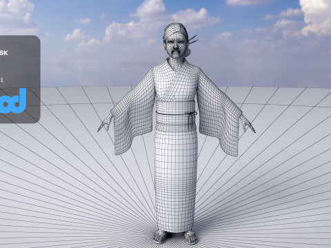 Japanese Girl wearing Yukata 002 3D-Modell