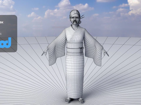 Japanese Girl wearing Yukata 002 3D Model