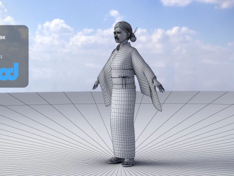 Japanese Girl wearing Yukata 002 3D Model