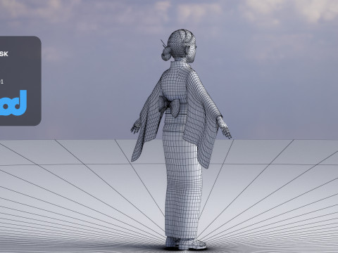 Japanese Girl wearing Yukata 002 3D-Modell