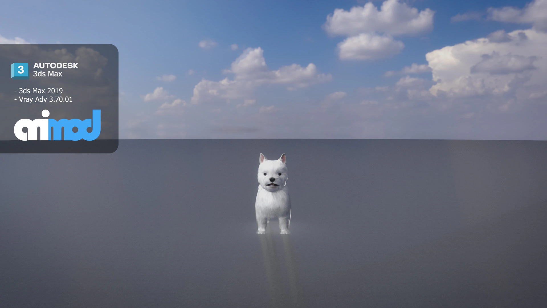 White Terrier Dog 3D Model .c4d .max .obj .3ds .fbx .stl .blend
