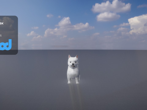 White Terrier Dog 3D Модель