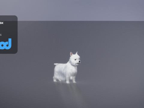 White Terrier Dog 3D Model