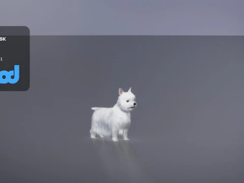 White Terrier Dog 3D Model