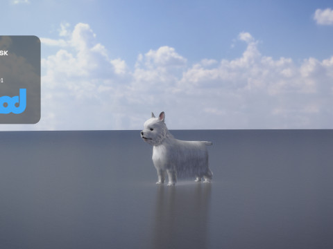 White Terrier Dog 3D Model