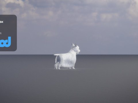White Terrier Dog 3D Model