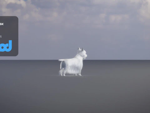 White Terrier Dog 3D Model