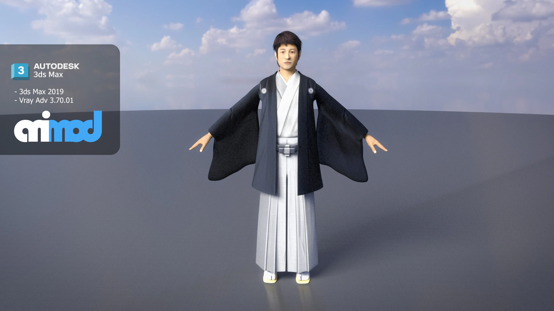 Japanese Samurai 01 3D Model .c4d .max .obj .3ds .fbx .stl .blend