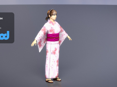 Japanese Girl wearing Yukata 003 3D Модель