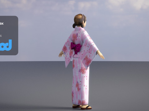 Japanese Girl wearing Yukata 003 3D Модель