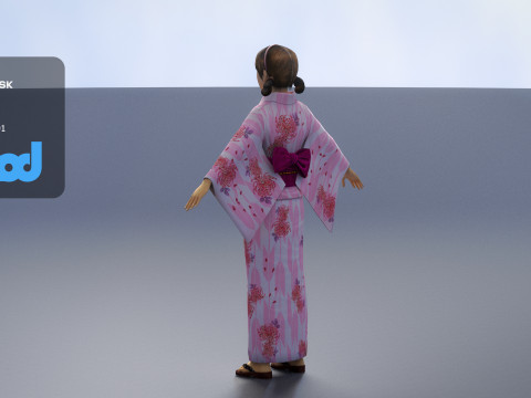 Japanese Girl wearing Yukata 003 3D Модель