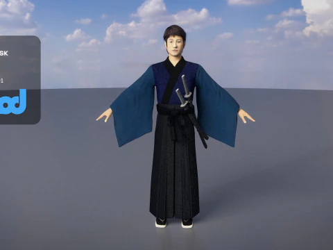 Samouraï japonais 02 Modèle 3D