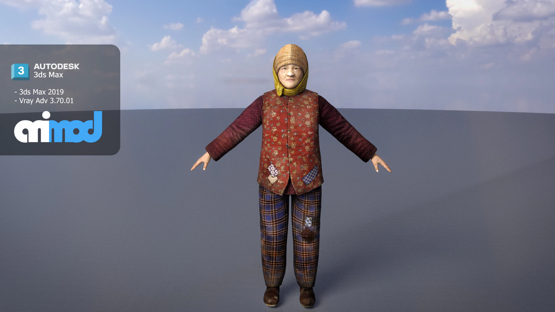 Homeless Woman 3D Model .c4d .max .obj .3ds .fbx .stl .blend 