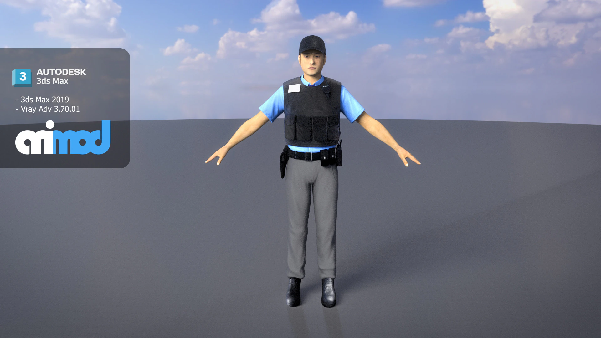 Security Guard 3D Model .c4d .max .obj .3ds .fbx .stl .blend 