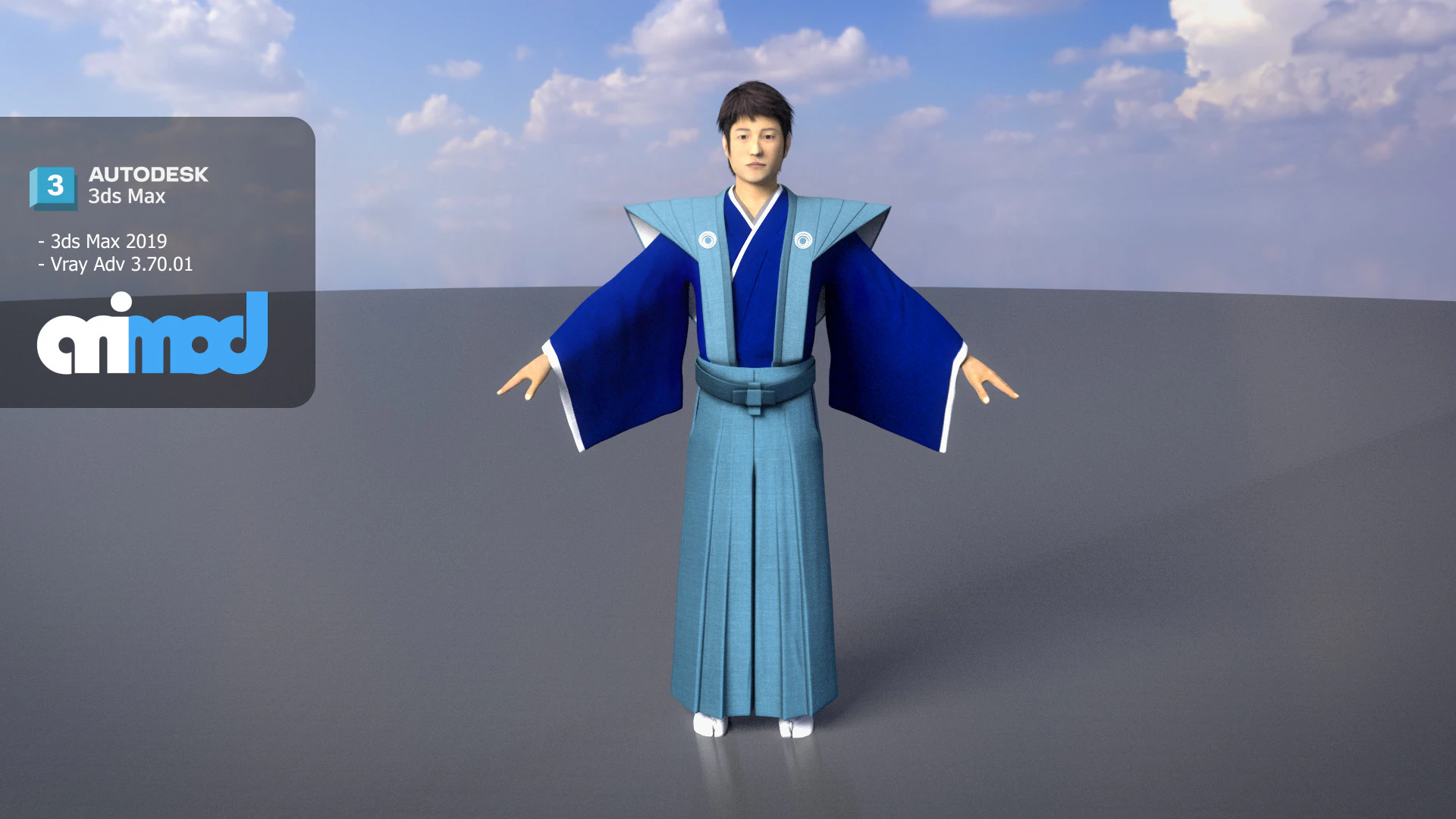日本のサムライ0004 3Dモデル .c4d .max .obj .3ds .fbx .stl .blend