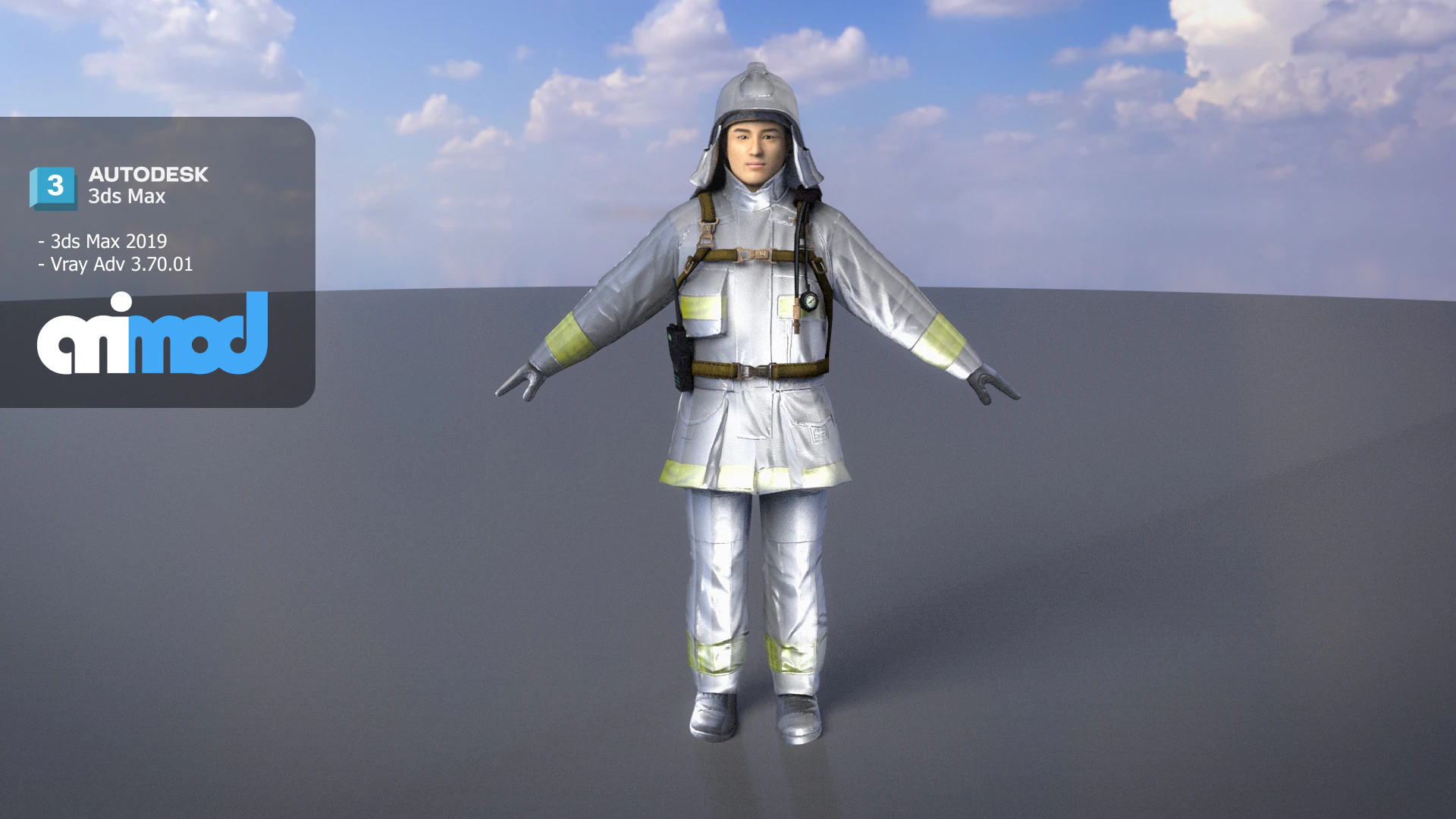 Japanese Firefighter 0001 3D Model .c4d .max .obj .3ds .fbx .stl .blend 