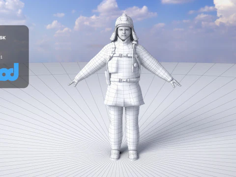 Japanese Firefighter 0001 3D Model