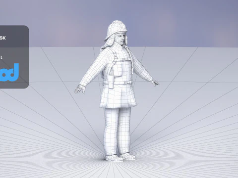 Japanese Firefighter 0001 3D Model