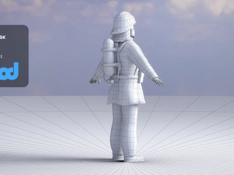 Japanese Firefighter 0001 3D Model