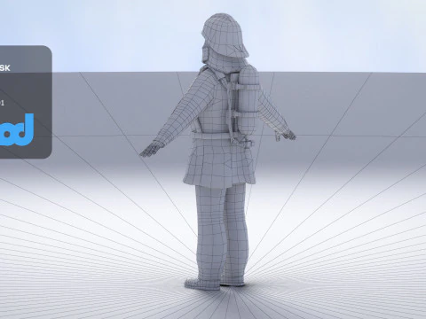 Japanese Firefighter 0001 3D Model