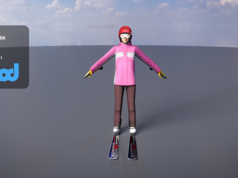 Lady in Skiing Clothing and Boots 3Dモデル