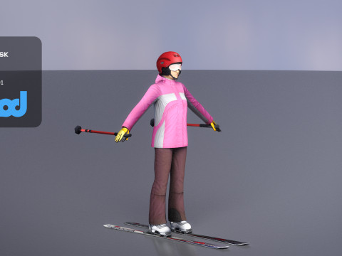 Lady in Skiing Clothing and Boots 3Dモデル