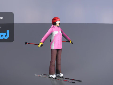 Lady in Skiing Clothing and Boots 3D Model