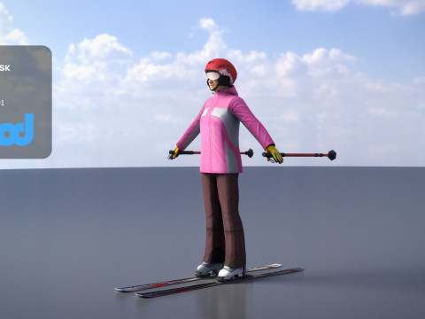 Lady in Skiing Clothing and Boots 3Dモデル