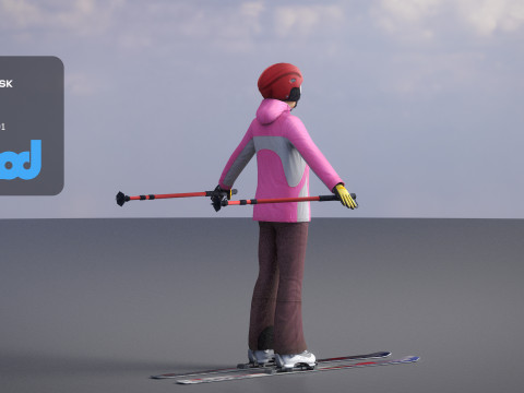 Lady in Skiing Clothing and Boots 3Dモデル