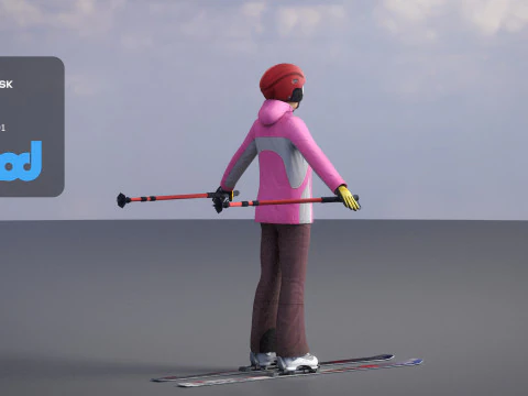Lady in Skiing Clothing and Boots 3D Model