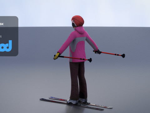 Lady in Skiing Clothing and Boots 3Dモデル