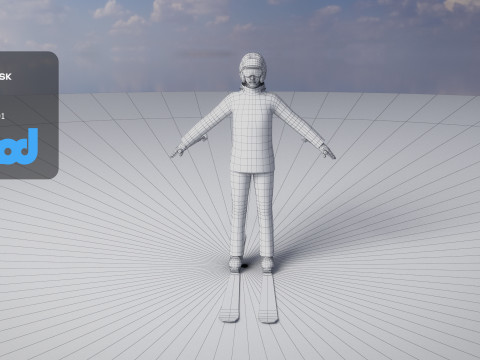 Lady in Skiing Clothing and Boots 3Dモデル