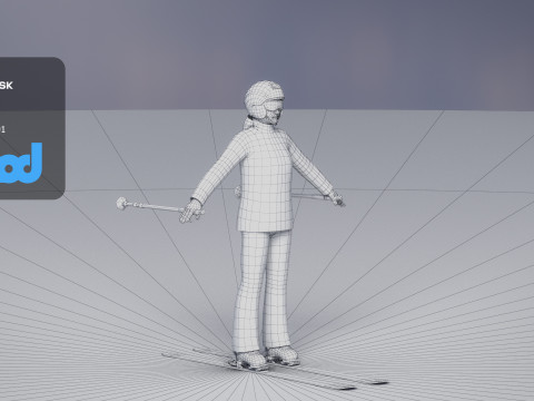 Lady in Skiing Clothing and Boots 3Dモデル