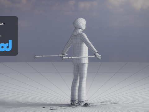 Lady in Skiing Clothing and Boots 3Dモデル